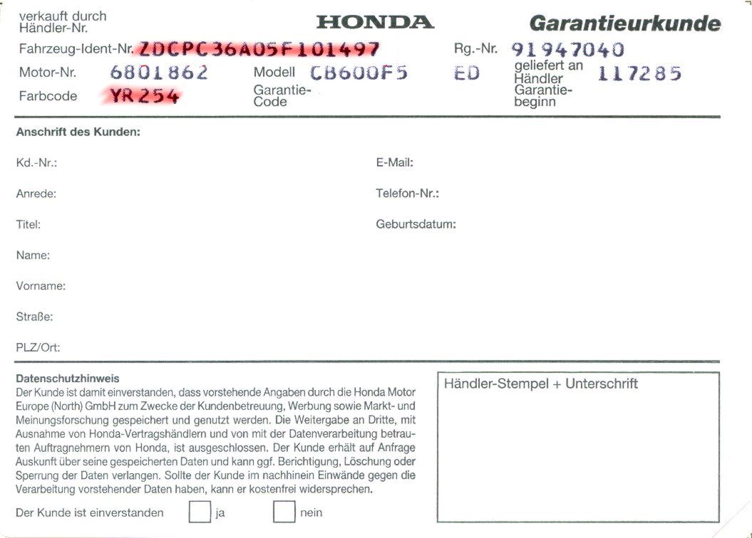 certificato di garanzia