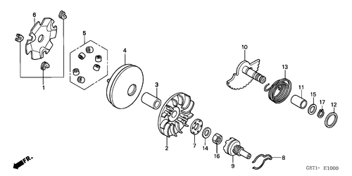  Drive Face/  Kick Starter Spindle