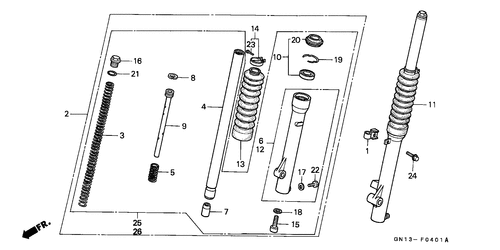 Gabel, Vorne (xr80rl/ Rm/ Rn/ Rp/ Rr)