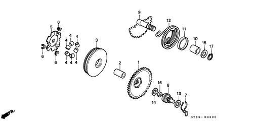  Antriebsflaeche/  Kickstarterspindel