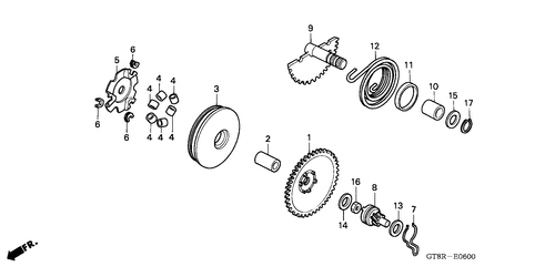  Drive Face /  Kick Starter Spindle