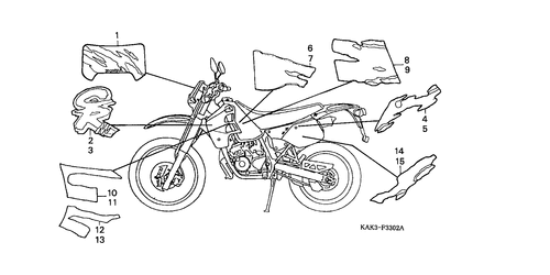 Motorrad Teile für Honda CRM-125-RR (SP) / F-33-2 STREIFEN/MARKE(3)