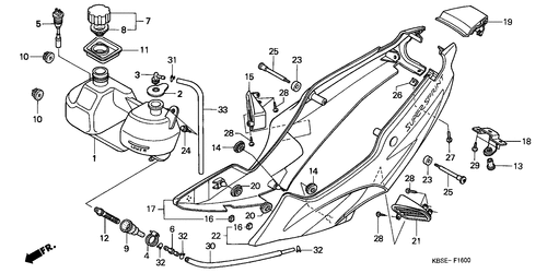 Motorrad Teile für Honda NSR-125-R1 (ED) / F-16 SEITENABDECKUNG/OELTANK