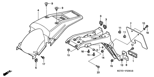  Guardabarros Trasero (xr400rt,v,w,x-ed/ Dk/ U)