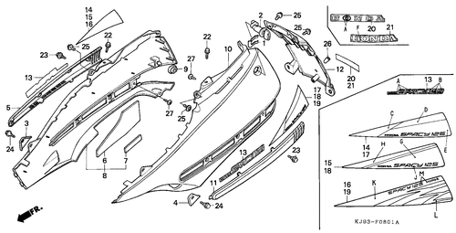  Mittelabdeckung/ Abdeckung, Hinten (ch125j/ L/ M/ N/ P/ R)