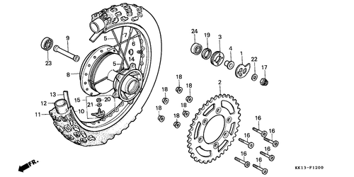 Hinterrad (xr250re/ Rf/ Rg/ Rh/ Rj/ Rk)