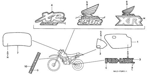  Emblema/ Marca (xr250rj/ Rk/ Rl/ Rm)