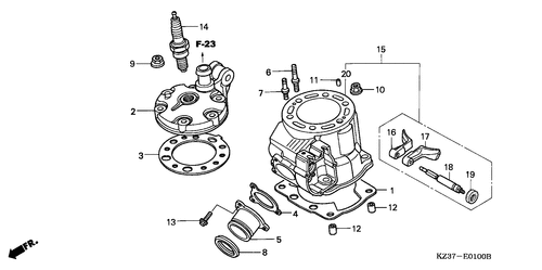  Zylinder/ Zylinderkopf (cr250r2-4)