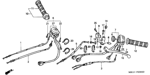  Commutateur/ Cable/ Levier De Guidon