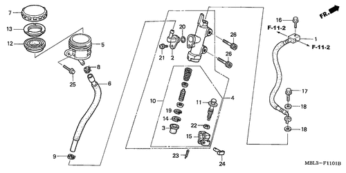  Rrechts Brake Master Cylinder (nt650v2/ 3/ 4/ 5)