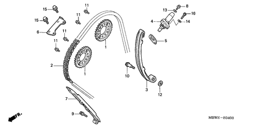 Partes para motos Honda CBR-600-F2 (G) / E-4 CADENA DE LEVA/TENSIONADOR