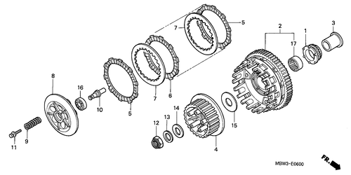 Partes para motos Honda CBR-600-F2 (F) / E-6 EMBRAGUE(CBR600F)