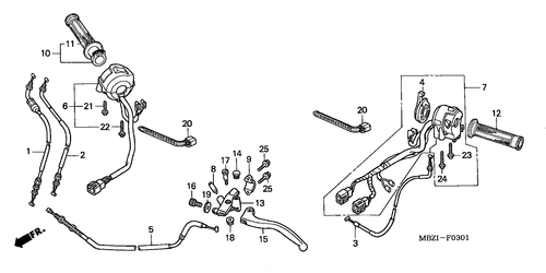  Levier De Guidon/ Commutateur/  Cable (cb600f22)