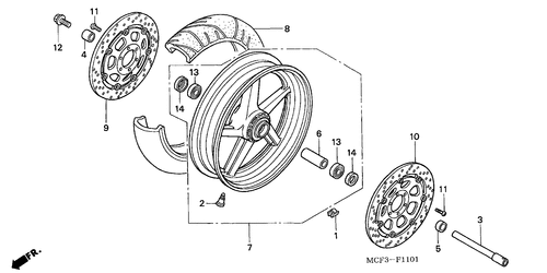  Front Wheel (vtr1000sp2/ 3 / 4/ 5/ 6)