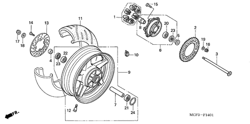  Rear Wheel (vtr1000sp2/ 3/  4/ 5/ 6)