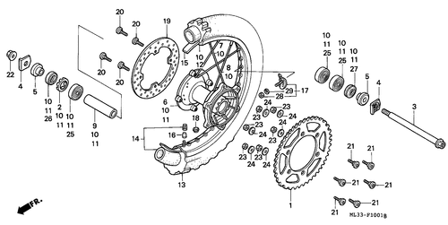  Hinterrad (cr500rn/ Rp/ Rr/ Rs/ Rt/ Rv)