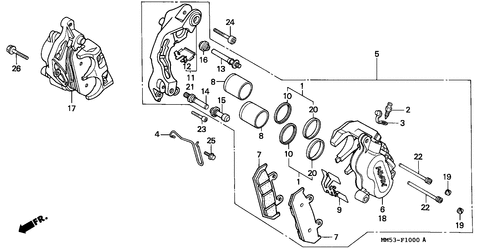  Front Brake Caliper (cbr1000fh/ Fj/ Fm)