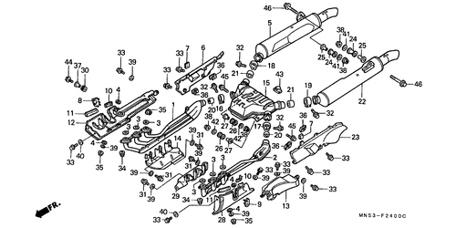  Exhaust Muffler (gl1500j/ K/ L/ Am/ An)