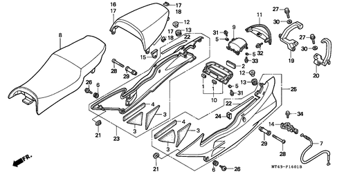  Sitz/ Windlauf, Hinten (vfr750fr/ Fs/ Ft/ Fv)