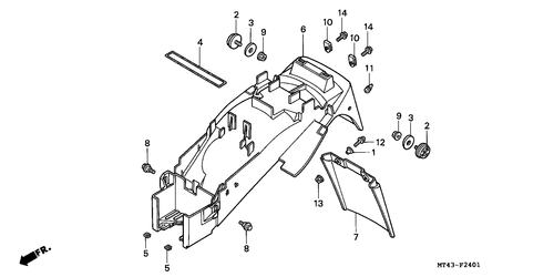  Garde-boue Arriere (vfr750fr/ Fs/ Ft/ Fv)
