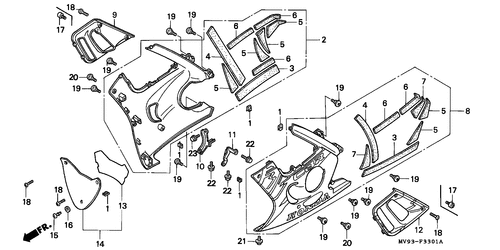  Lower Cowl (cbr600fs/ 3s/ T/ 3t/ Set)